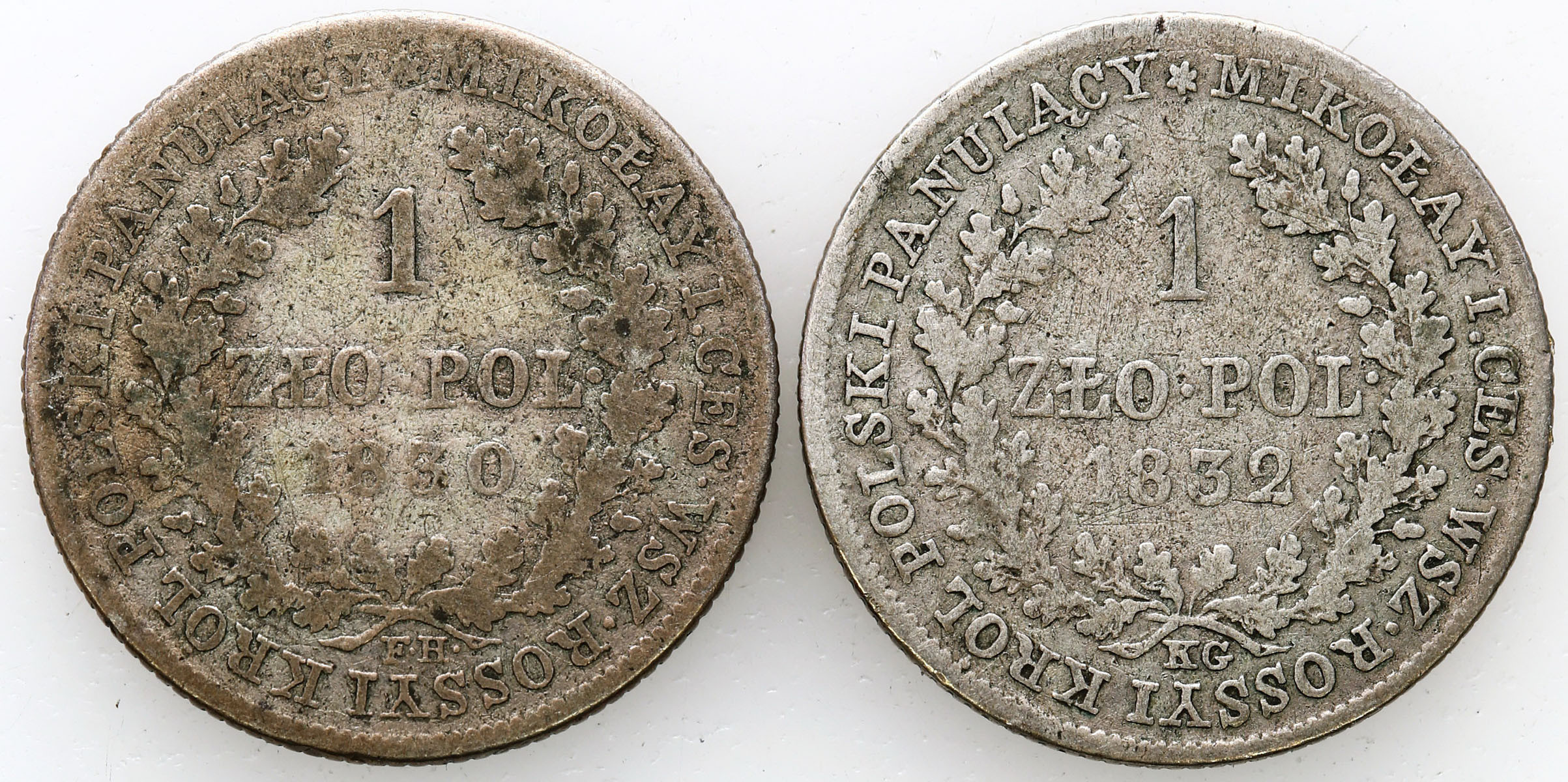 Królestwo Polskie / Rosja. Mikołaj I. 1 złoty 1830 FH, 1839 KG, Warszawa